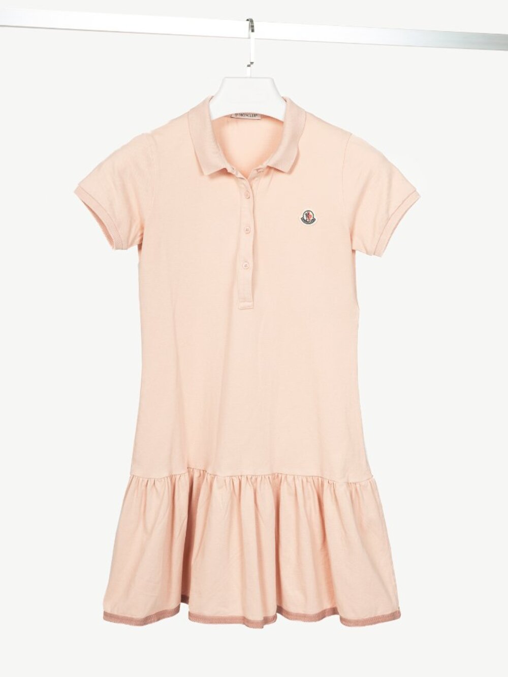 Moncler Pink Cotton-Pique Ruffle-Hem Polo Dress